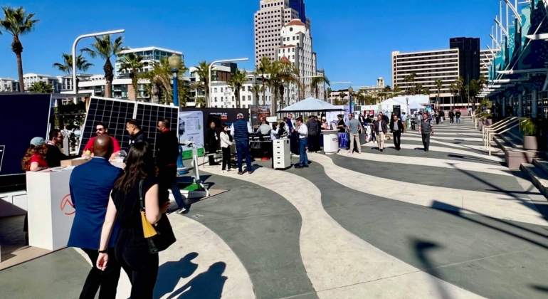 outdoor walkway at a solar trade show