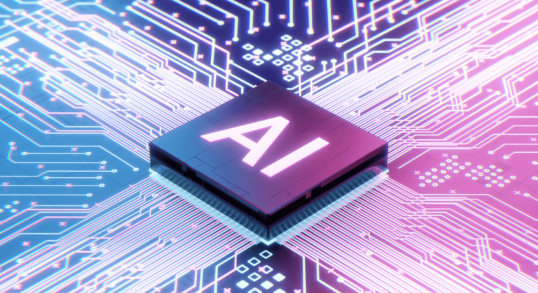 AI microchip connected to board