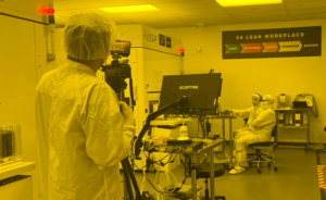  Raul Gonzalez, Director of Design at Kiterocket visits Veeco's sterilized lab for a videography project